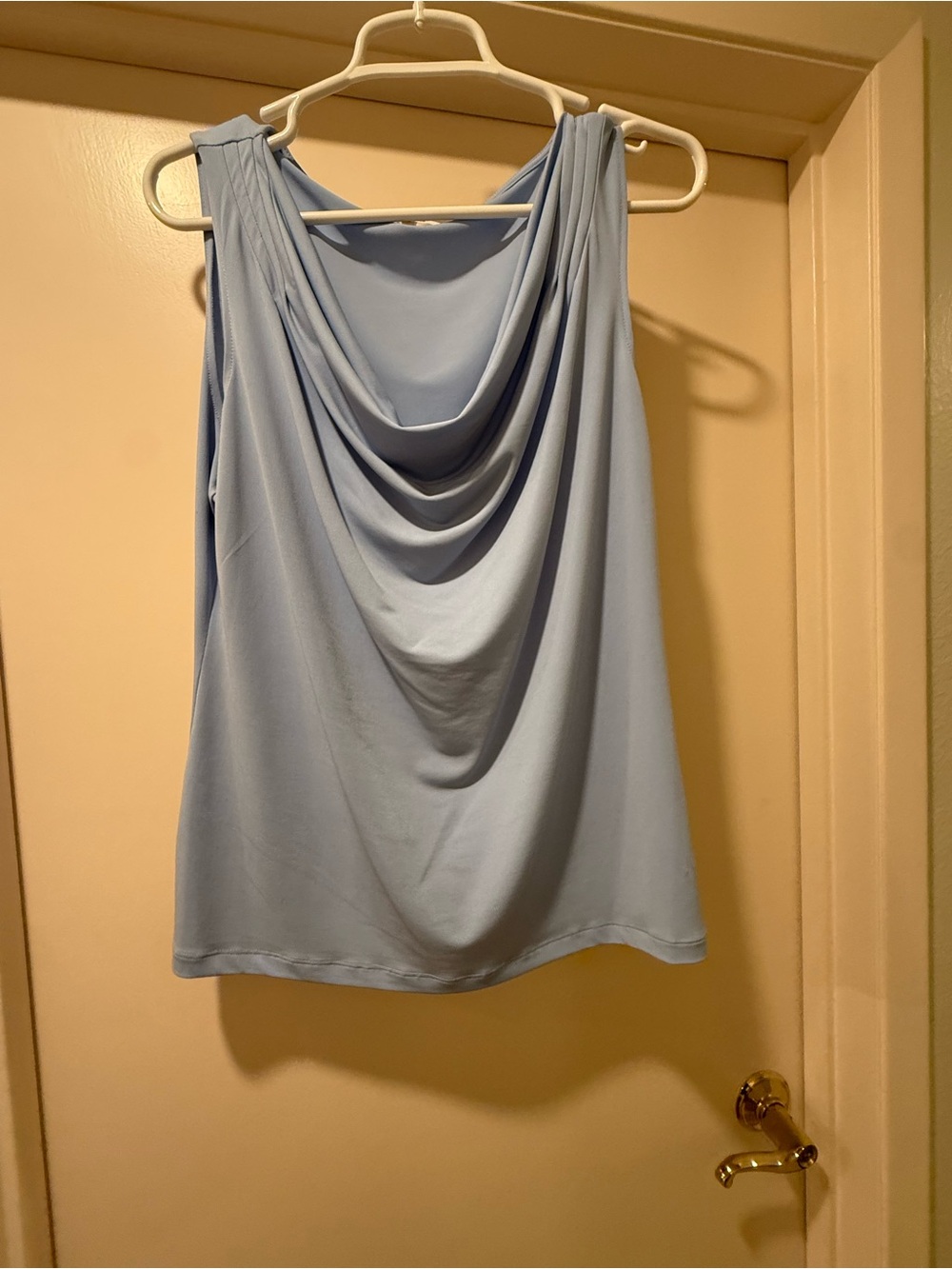 Calvin Klein Light Blue Draped Cowl Neck Cami
